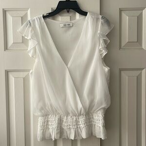 Do+be white ruffle top